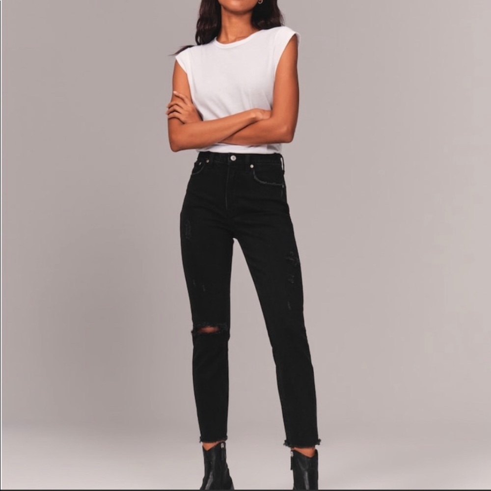 Abercrombie Black High Rise Mom Jeans